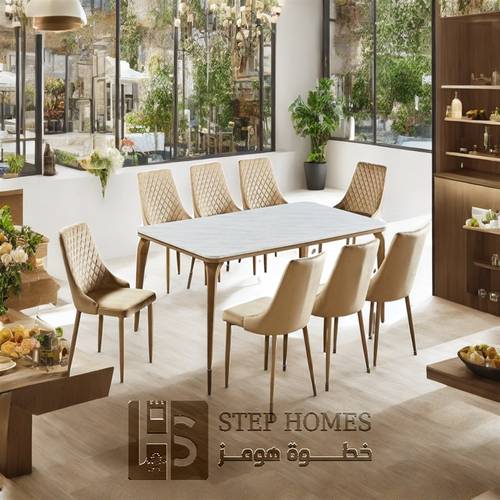 طاولة طعام بديل رخام 8 كراسي 100 * 180
