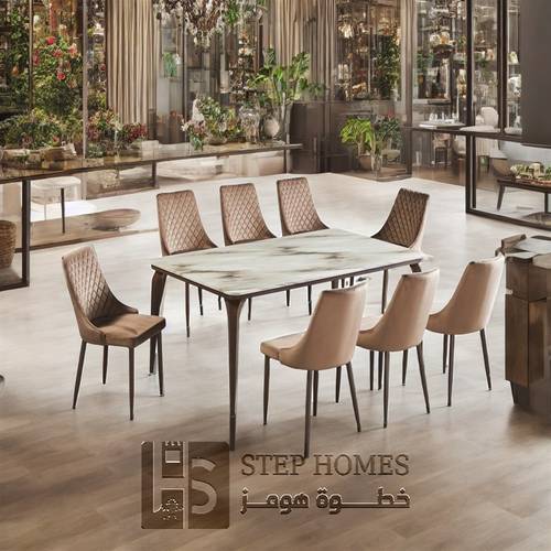 طاولة طعام بديل رخام 8 كراسي 100 * 180