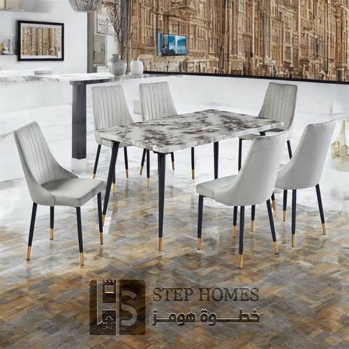 طاولة طعام رخام 6 كراسي 90 * 150