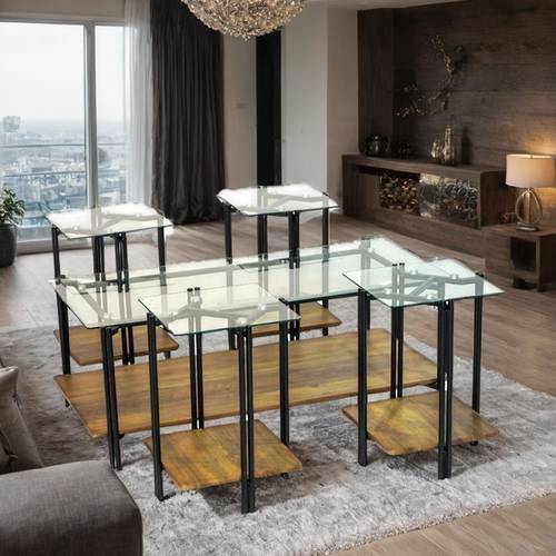 طقم طاولات سطح زجاج  5 قطع