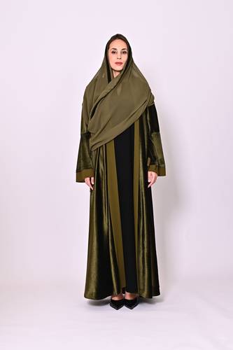 عباية مخمل زيتي