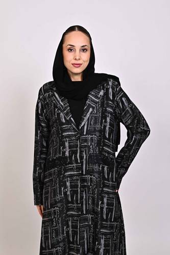 عباية بليزر أنيقة بالرمادي والأسود