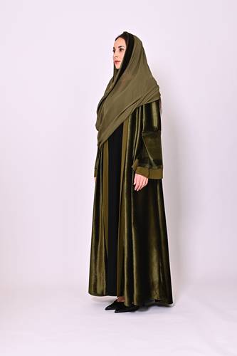 عباية مخمل زيتي