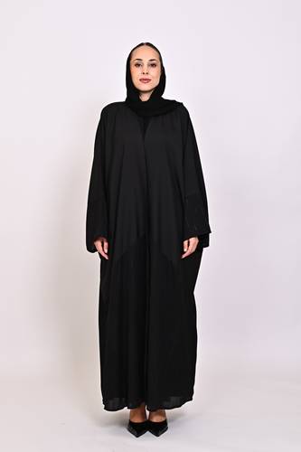 عباية كريب حرير كلاسيك سوداء 