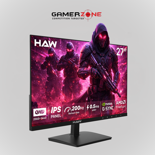 HAW Q27IPY1 27″ QHD IPS Flat Gaming Monitor | 200Hz, 0.5ms MPRT - Black