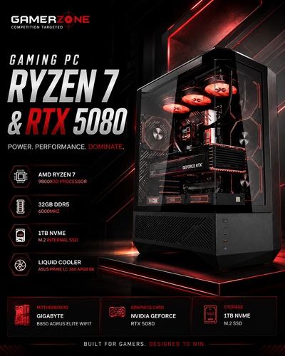 Ryzen 7 9800X3D & RTX 5080 Gaming PC in Saudi Arabia | High-End Gaming Desktop