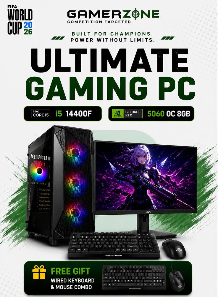 كمبيوتر ألعاب احترافي مع شاشة ألعاب 27 بوصة 260Hz – إصدار RTX 5060 OC