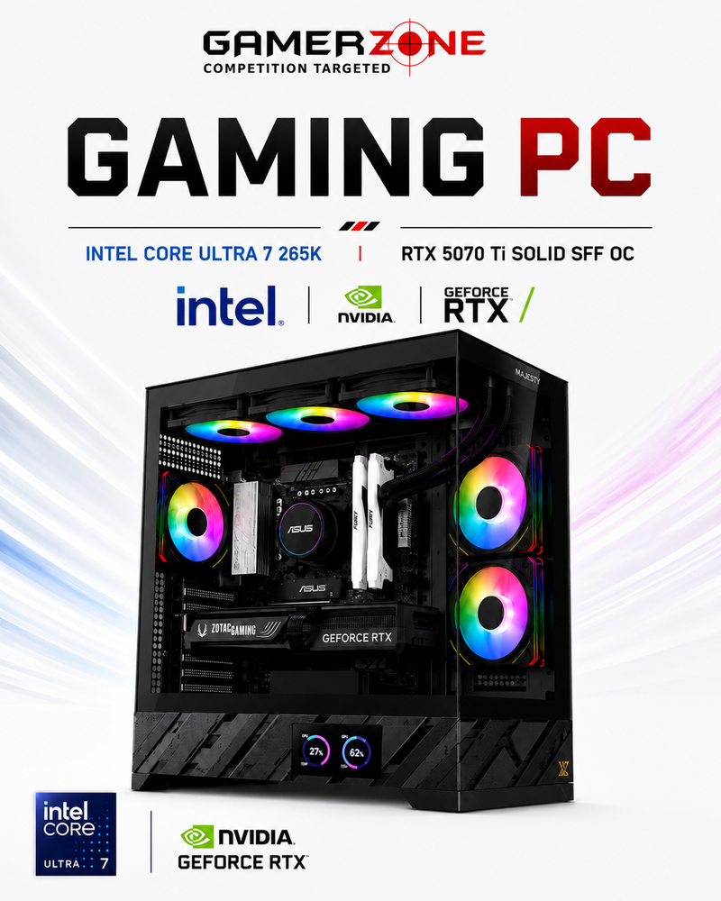  كمبيوتر ألعاب احترافي | Intel Core Ultra 7 265K | RTX 5070 Ti SOLID SFF OC 16GB