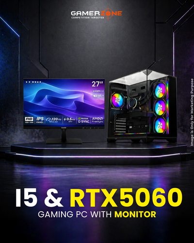 Gaming PC i5 14400F & RTX 5060 with 27” Monitor | GamerZone Saudi Arabia