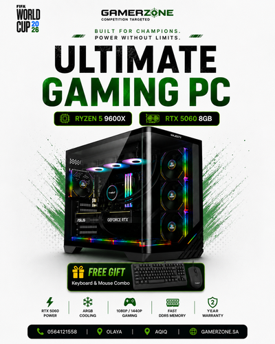 Ultimate Gaming PC – Ryzen 5 9600X | ASUS RTX 5060 OC 8GB | 16GB DDR5 | 1TB NVMe SSD | FREE Keyboard & Mouse Combo
