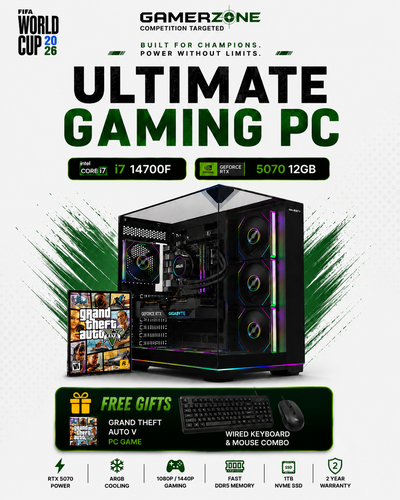 Ultimate Gaming PC – Intel Core i7-14700F | RTX 5070 12GB | 32GB DDR5 | 1TB NVMe SSD | FREE GTA V + Keyboard & Mouse