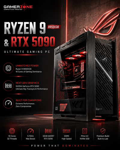 ASUS TUF RTX 5090 Gaming PC – Ryzen 9 9950X3D Extreme Performance Desktop | GamerZone Saudi Arabia