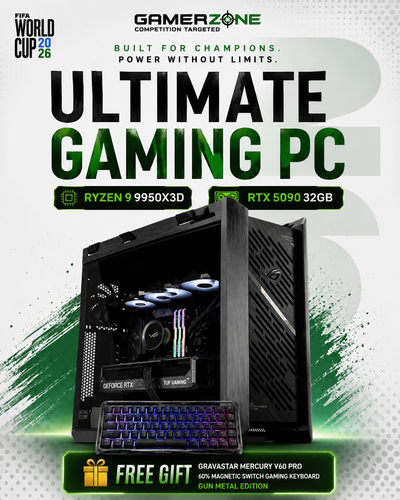 Ultimate Gaming PC – Ryzen 9 9950X3D | ASUS TUF RTX 5090 OC 32GB | 64GB DDR5 | X870E HERO | Free Gaming Keyboard