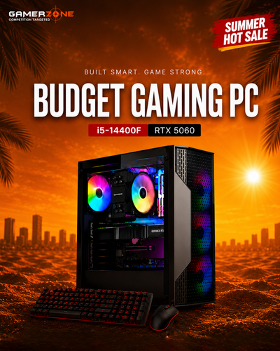 Budget Gaming PC – Intel Core i5-14400F | RTX 5060 | 16GB DDR5 | 1TB NVMe SSD