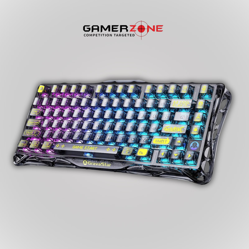 GRAVASTAR MERCURY V75 LITE 75% HE MAGNETIC SWITCH GAMING KEYBOARD TRANSPARENT BLACK