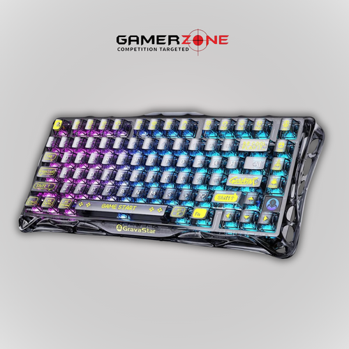 GRAVASTAR MERCURY V75 LITE 75% HE MAGNETIC SWITCH GAMING KEYBOARD TRANSPARENT BLACK