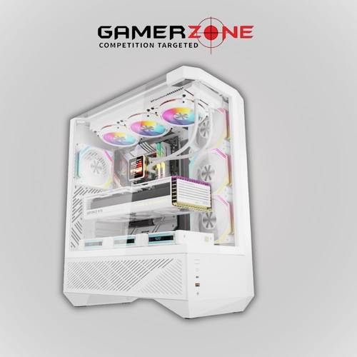 DarkFlash ARCEE DY460 RGB Mid Tower PC Case – White (4 Fans Included)
