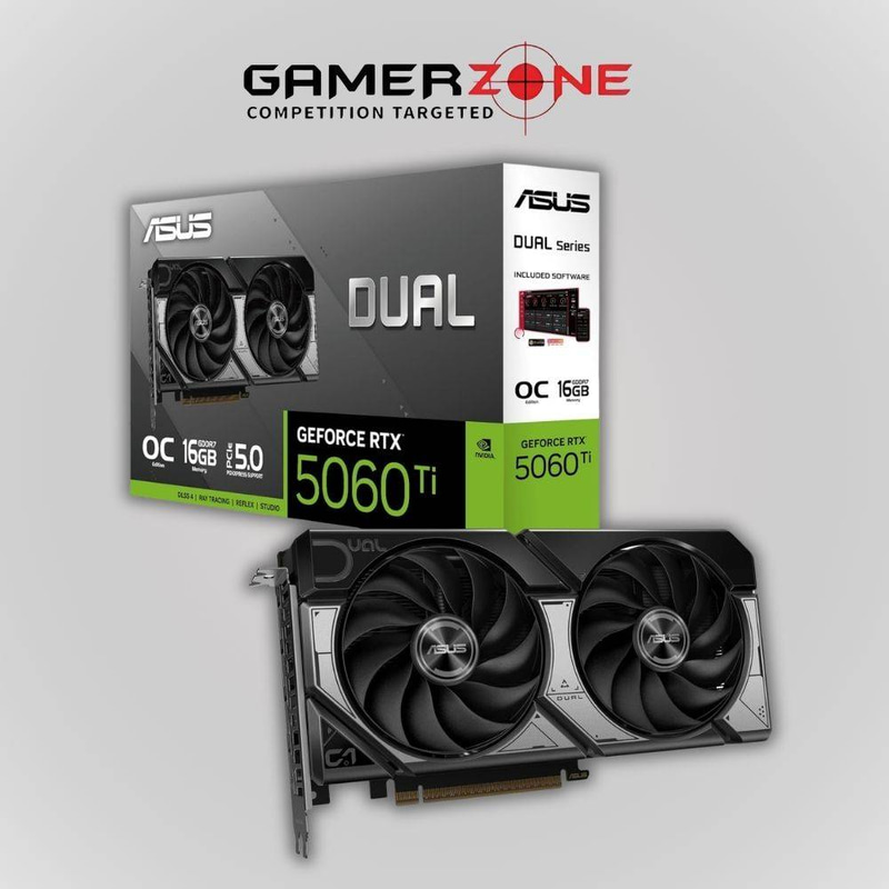 كرت شاشة ASUS DUAL RTX 5060 Ti OC سعة 16GB GDDR7