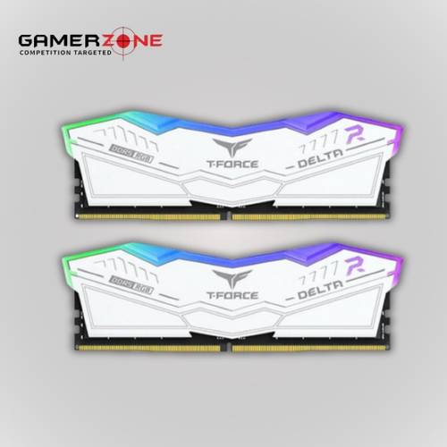 رام T-FORCE DELTA RGB DDR5 أبيض سعة 64 جيجابايت (2×32) بسرعة 5600 ميجاهرتز