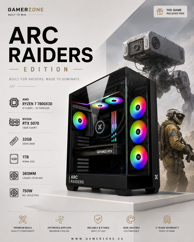  كمبيوتر ألعاب ARC Raider بمعالج Ryzen 7 7800X3D وكرت RTX 5070 | أداء احترافي عالي