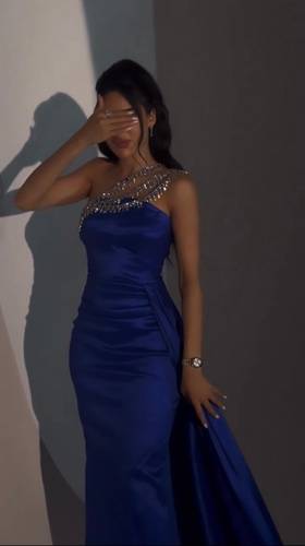 فستان نيلي انيق فخم