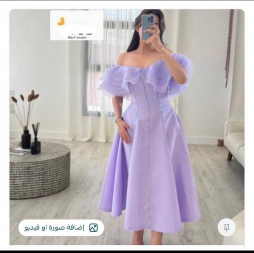 فستان تفتا مبطن جيبون نافش كلفه لمعه كرستال
