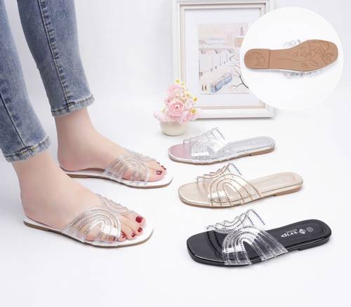 صندل نسائي مفتوح (Slipper) ذو نعل مسطح