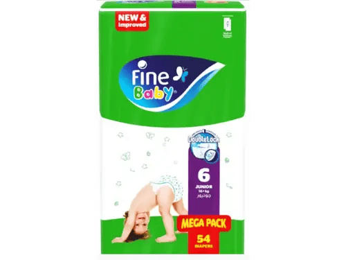 فاين بيبي حفائض كيس مقاس (6) جونيور 16+ كجم عدد 54 حبة