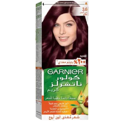 غارنييه صبغة كولر ناتشرلز لون شعر بني أحمر غامق - رقم ( 3.6 )