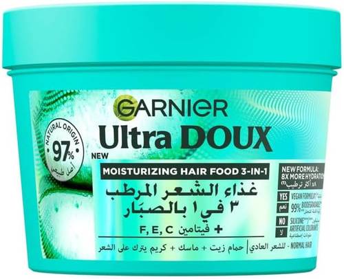 غارنييه الترا دوكس مغذي ومرطب بخلاصة صبار الالوفيرا 3 في 1 للشعر العادي - 390 مل