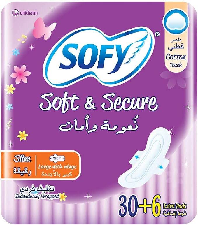 سوفي فوط نسائية نعومة و امان كبير بالاجنحة 30+ 6 فوط