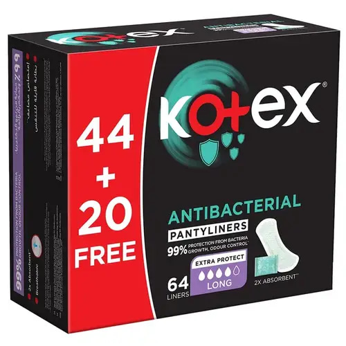 كوتكس فوطة يومية ضد البكتيريا العبوة الاقتصادية 44 + 20 مجانا
