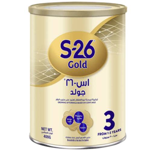 إس 26 حليب أطفال جولد رقم (3) من 1 الي 3 سنوات - 400 جرام