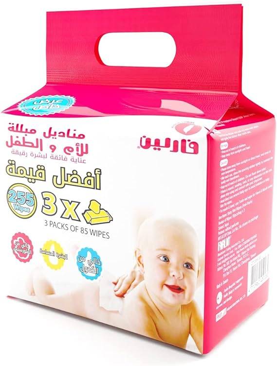 فارلين مناديل مبللة للاطفال 85 منديل * 3 عبوات