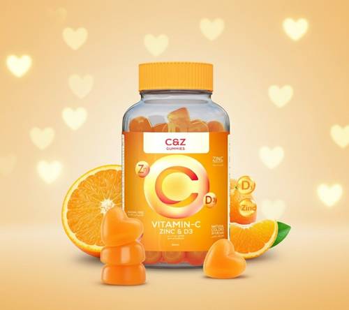 Lujeera, C&Z Zinc Gummies, Vitamin C, Zinc & D3 - 60 Gummy