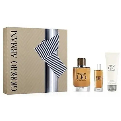 طقم ارماني اكوا دي جيو ابسولو الرجالي بارفيوم (عطر 75مل+عينة 15مل+شاور جل 75)