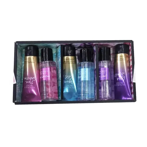 مجموعة جسم فيكتوريا سيكرت الامريكية  - 3 معطر جسم + 3 لوشن - 125مل