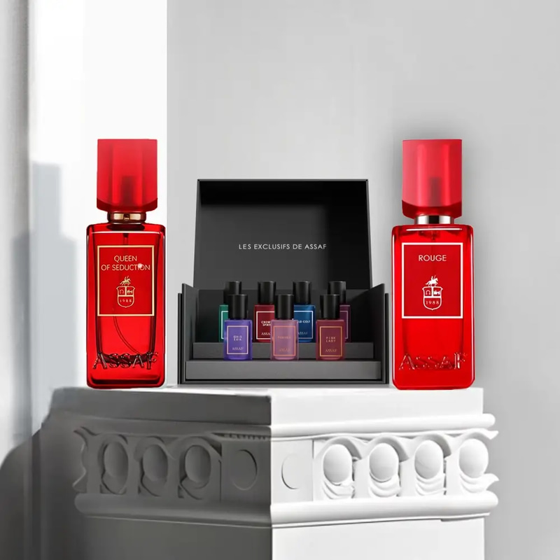 عطر روج  وعطر كوين مع 7 عينات عطور عساف