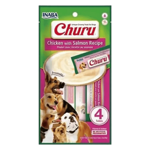 INABA Churu Chicken Recipe with Salmon 14g x4 Tubes for Dogs