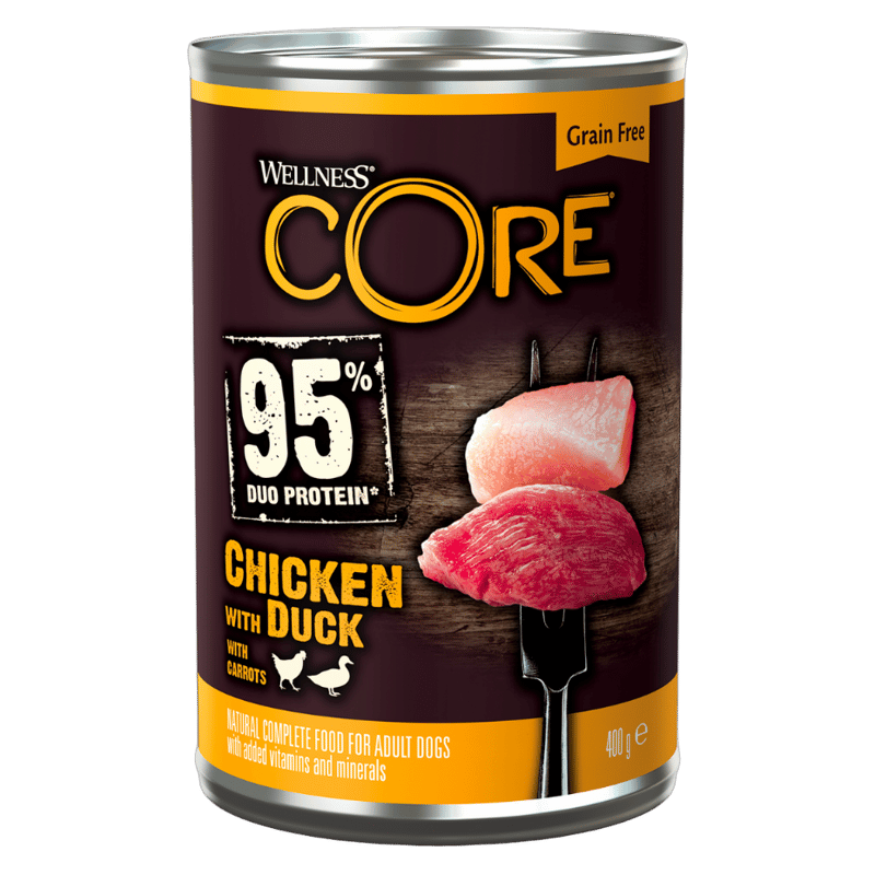 Wellness Core Wet Food 95% Duo Protein Chicken & Duck for Dogs 400g