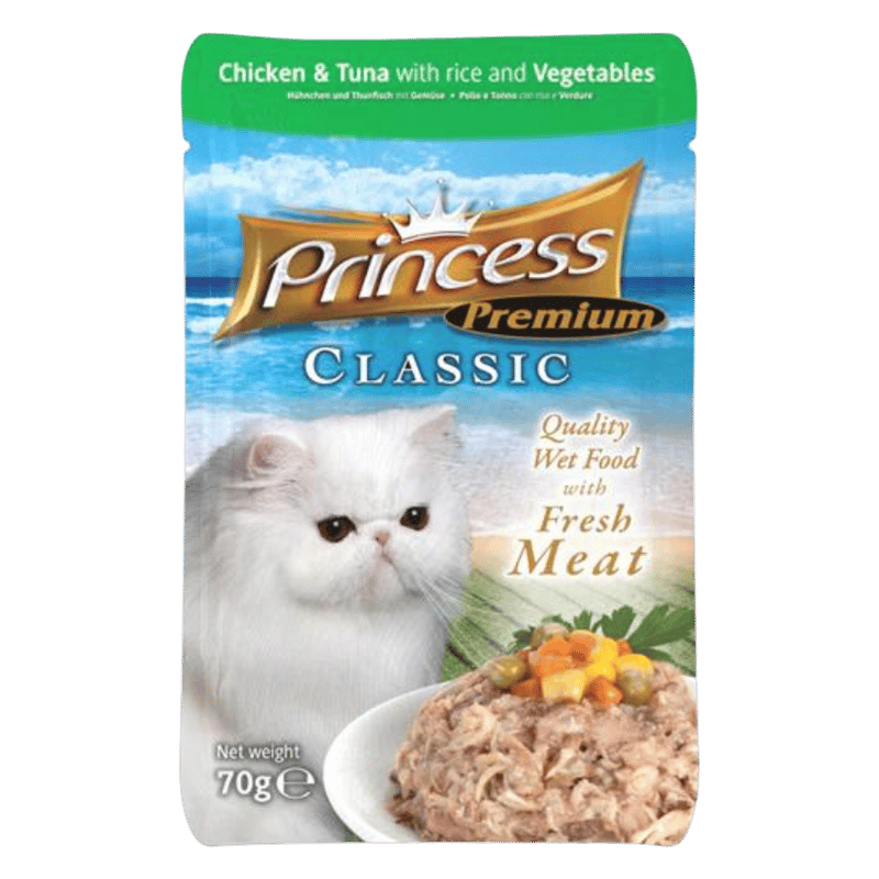 Princess Premium Classic Pouches Chicken and Tuna with Rice & Vegetables 70g