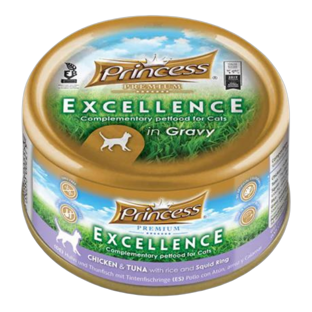 Princess Premium Excellence can Chicken and Tuna with Rice & Squid Ring 70g
