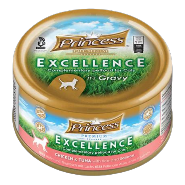 Princess Premium Excellence can Chicken and Tuna with Rice & Salmon 70g