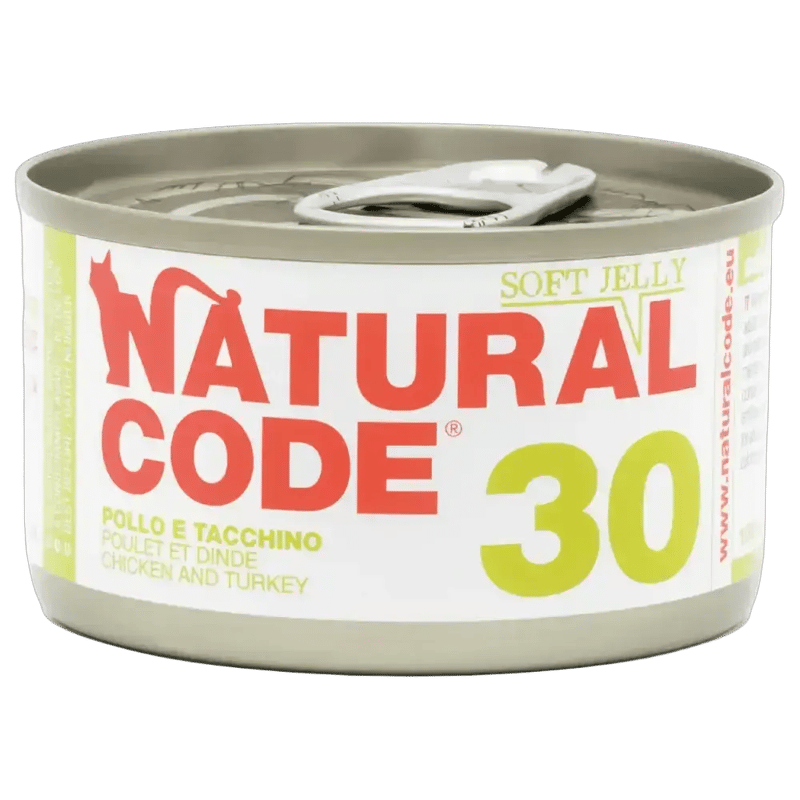 Natural Code 30 Cans Chicken & Turkey in Jelly for Cats 85g