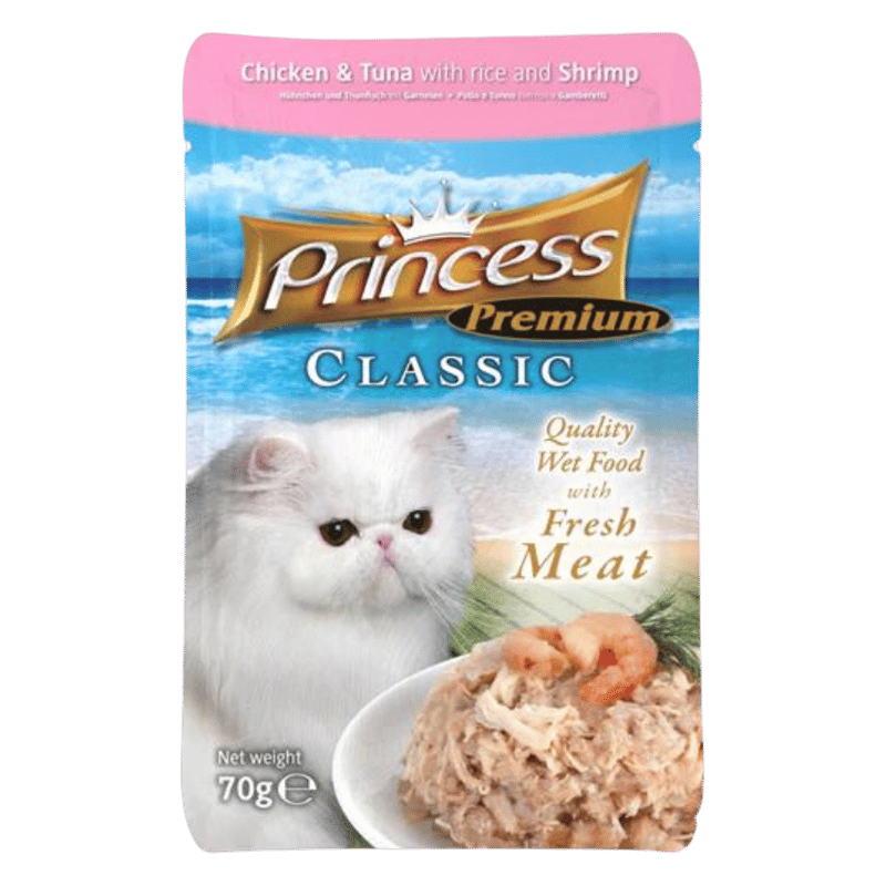 Princess Premium Classic Pouches Chicken and Tuna with Rice & Shrimp 70g