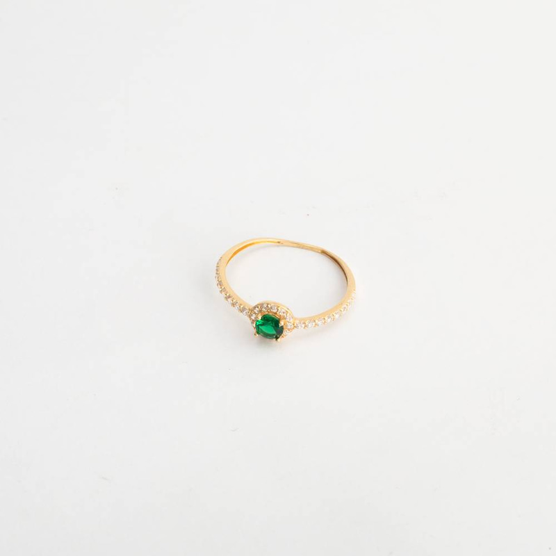 خاتم سولتير لون اخضر عيار18