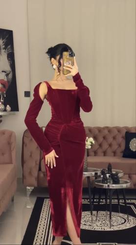 فستان مخمل ميدي راقي