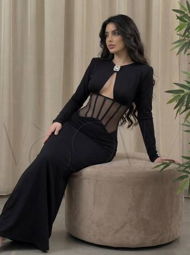 فستان كورسيه ماكسي -  أسود