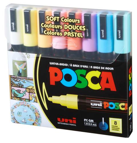 أقلام تحديد POSCA PC-5M ، مجموعة من 8 ألوان باستيل