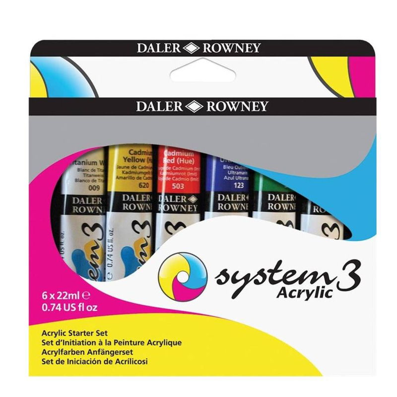 طقم 6 الوان 22 مل اكريلك ديلر روني System 3